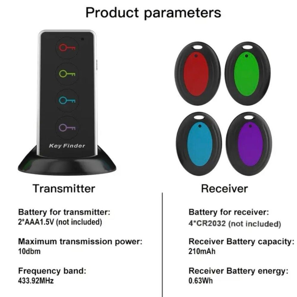NWT Key Remote Finder Set With 1 Transmitter 4 Receivers LED Flashlight Tracker - Picture 11 of 16